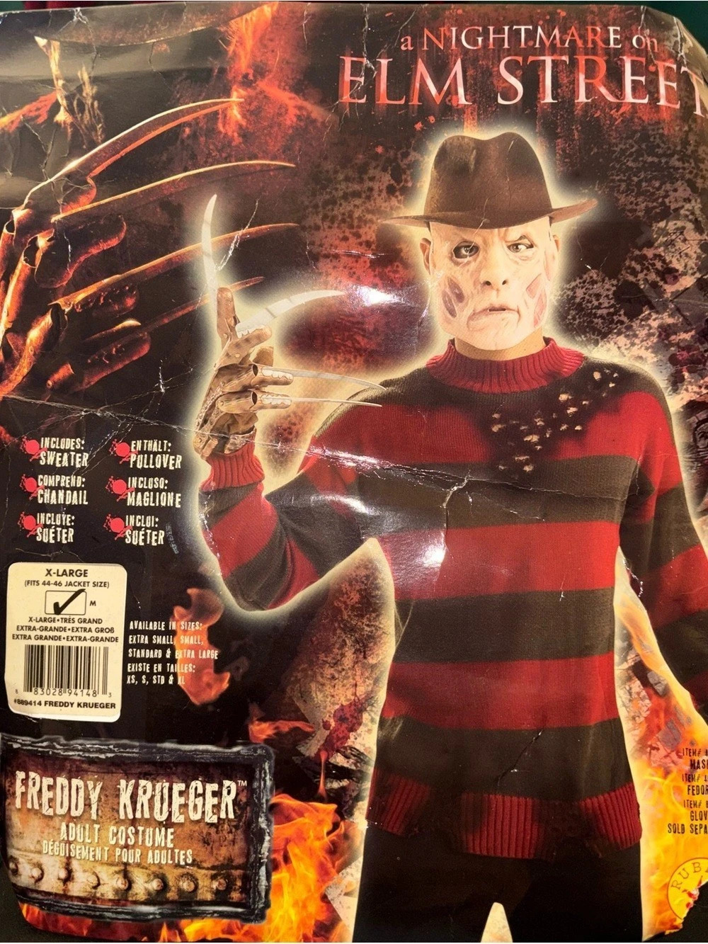 🎃 Halloween Freddy Krueger Adult Costume Sweater Striped Sweater XL